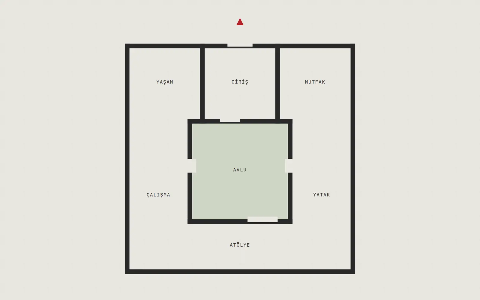 Avlu Evi zemin kat planı